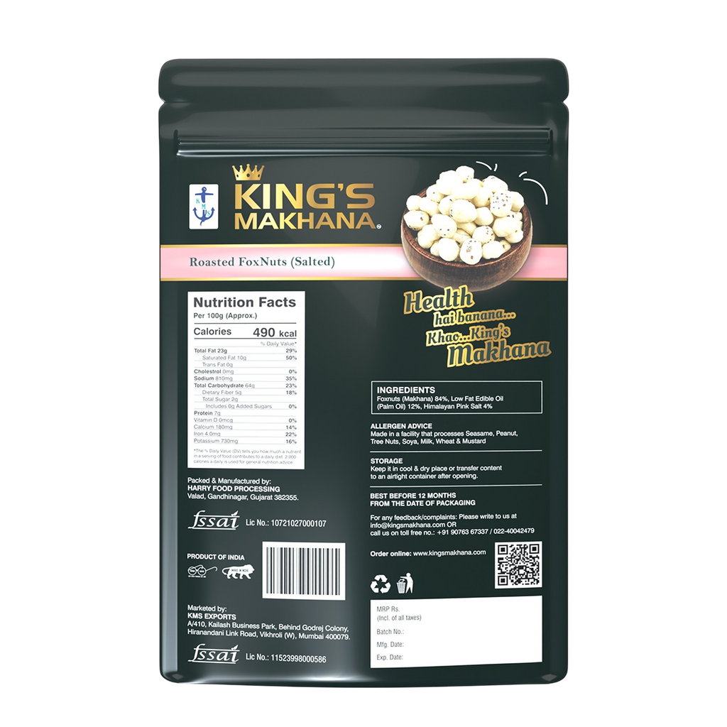 KING’S MAKHANA COMBO PACK OF 2 |Cream-N-Onion, Salted (60g Each)
