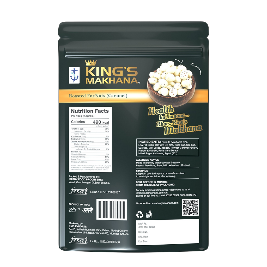 KING’S MAKHANA COMBO PACK OF 2 |Caramel, Cheddar Cheese(60g Each)