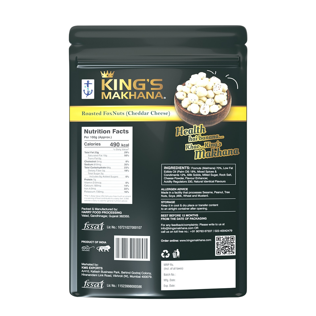 KING’S MAKHANA COMBO PACK OF 4  | Caramel, Cheddar cheese, Cream & Onion, salted (60g Each)