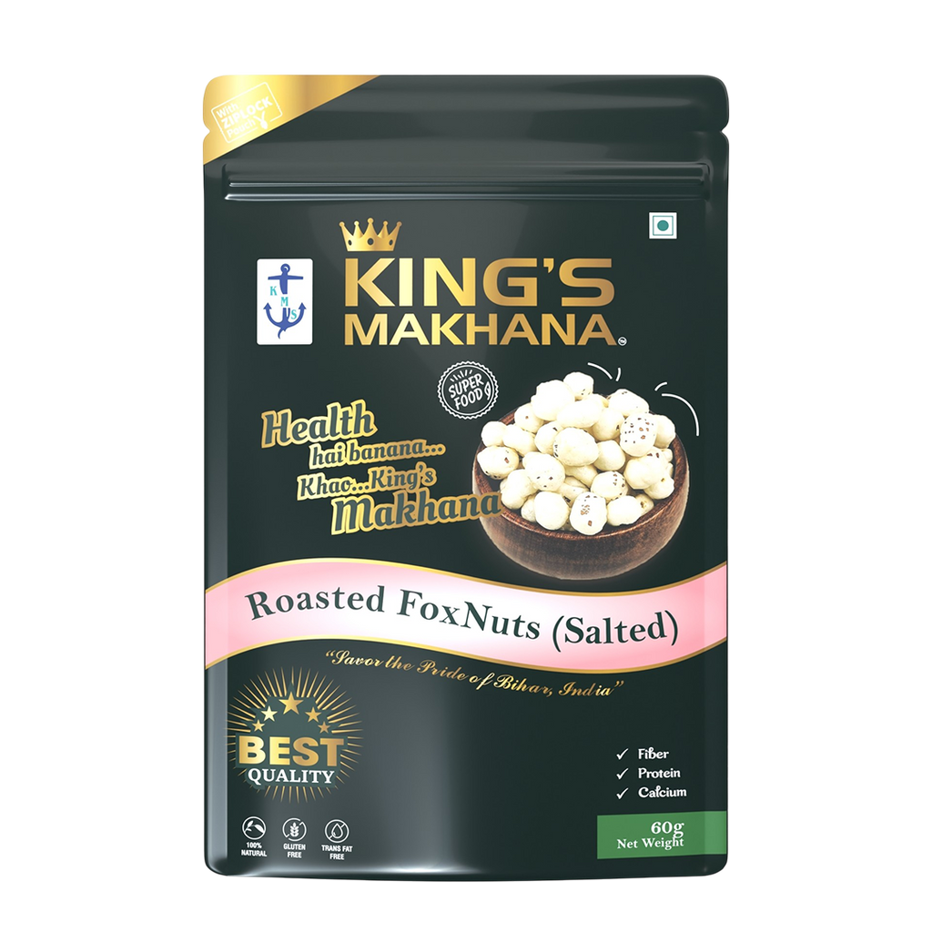 KING’S MAKHANA COMBO PACK OF 2 |Cream-N-Onion, Salted (60g Each)
