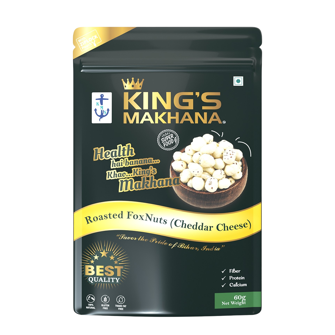 KING’S MAKHANA COMBO PACK OF 4  | Caramel, Cheddar cheese, Cream & Onion, salted (60g Each)