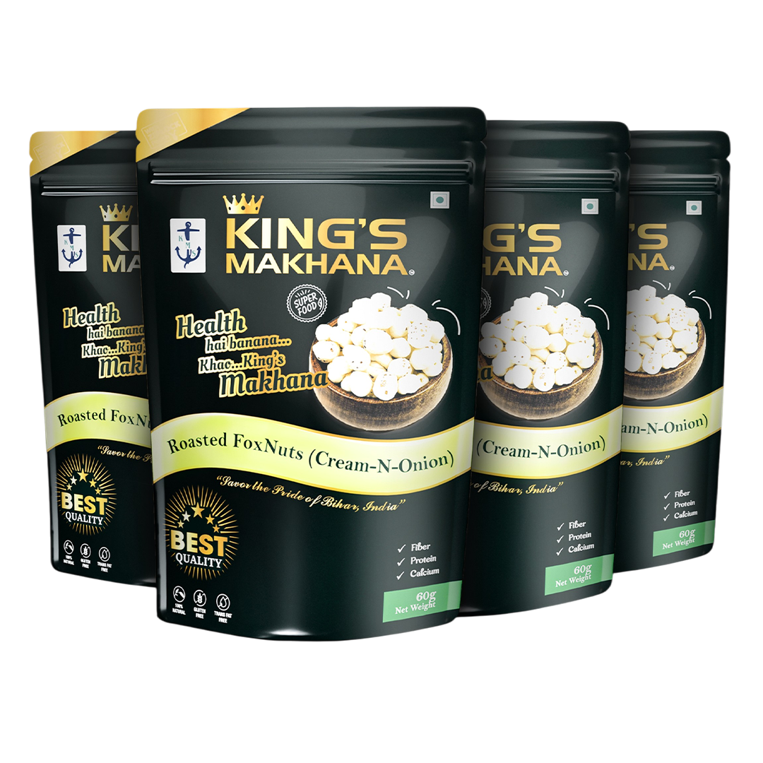 KING’S MAKHANA COMBO PACK OF 4  | Cream & onion   (60g Each)