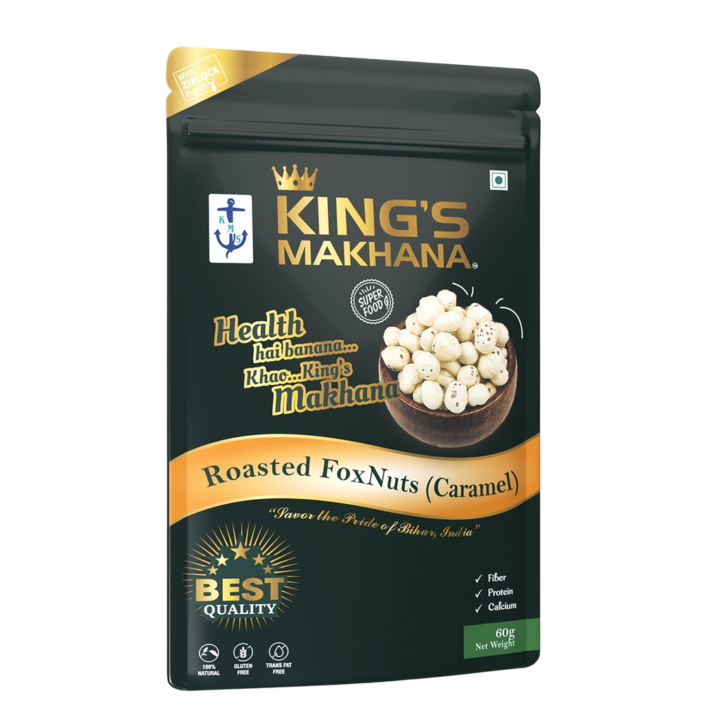 KING’S MAKHANA COMBO PACK OF 4  | Caramel, Cheddar cheese, Cream & Onion, salted (60g Each)