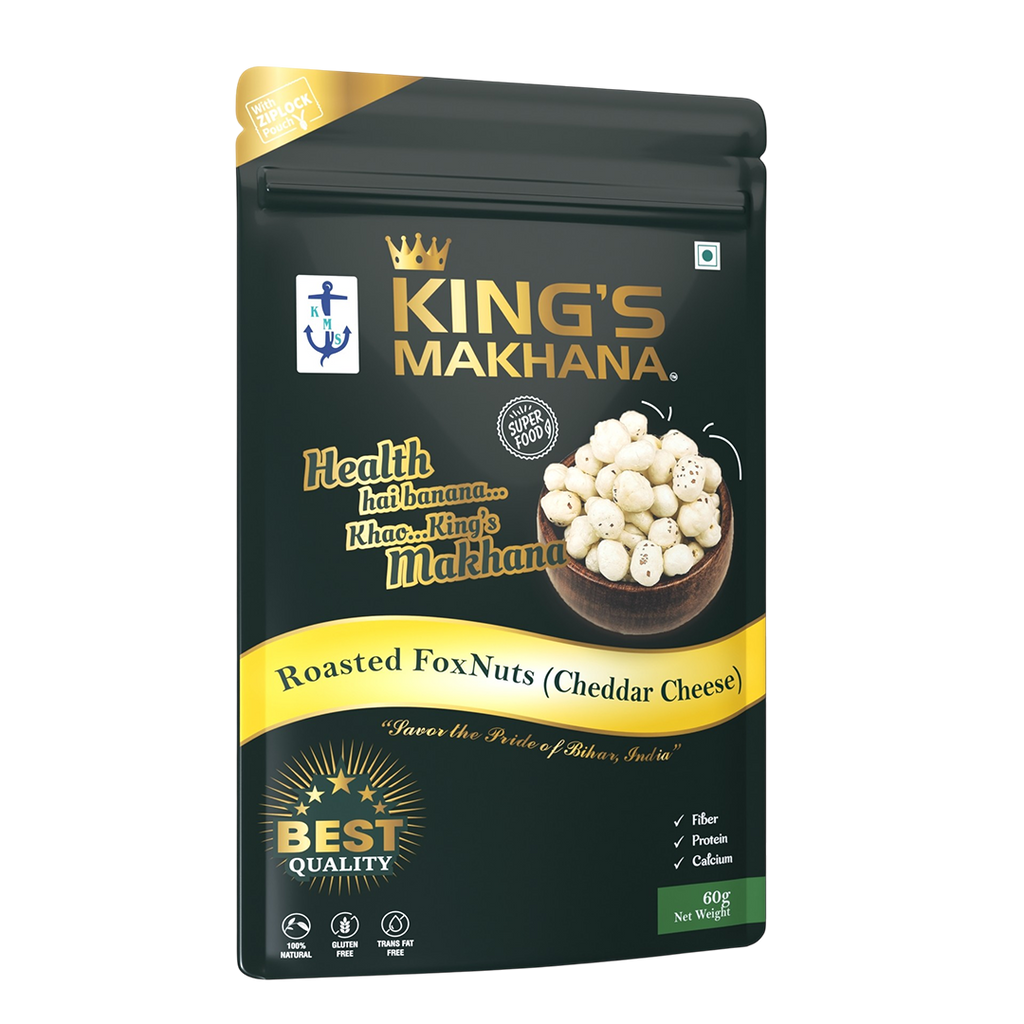 KING’S MAKHANA COMBO PACK OF 4  | Caramel, Cheddar cheese, Cream & Onion, salted (60g Each)
