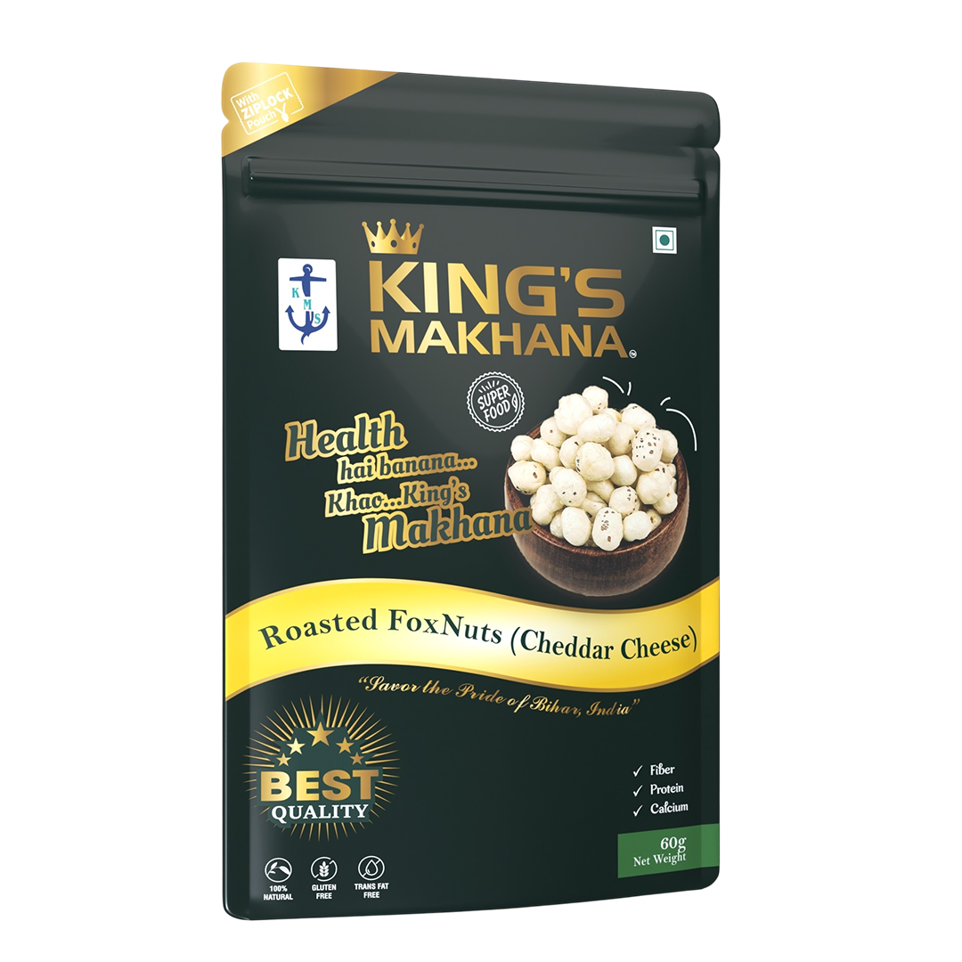 KING’S MAKHANA COMBO PACK OF 4  | Caramel, Cheddar cheese, Cream & Onion, salted (60g Each)