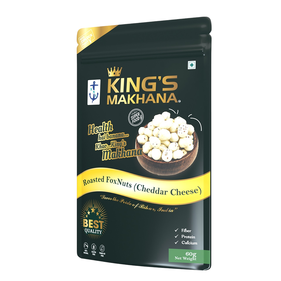 KING’S MAKHANA COMBO PACK OF 4  | Caramel, Cheddar cheese, Cream & Onion, salted (60g Each)