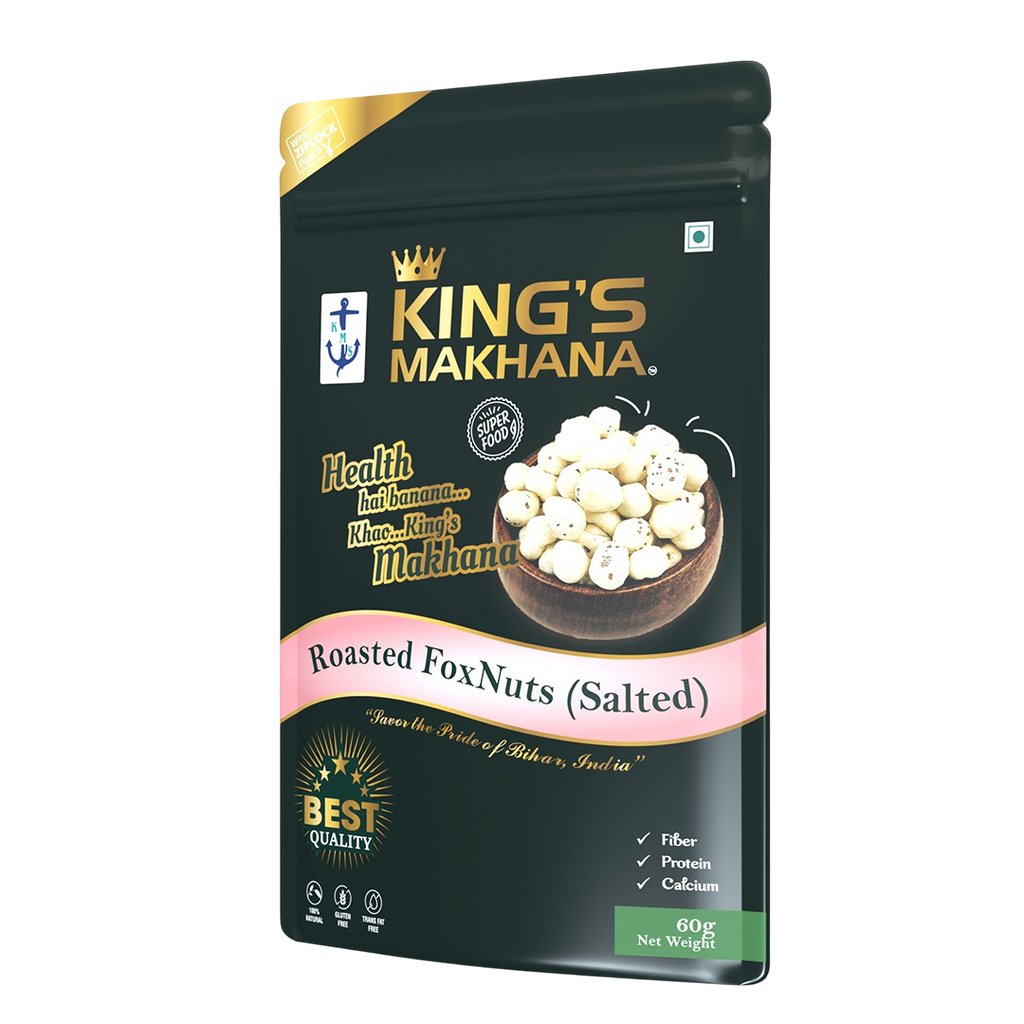 KING’S MAKHANA COMBO PACK OF 4  | Caramel, Cheddar cheese, Cream & Onion, salted (60g Each)